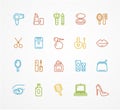 Vector beauty outline icon set