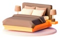 Vector bed with bedding and lamps illustration