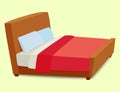 Vector bed icon interior home rest sleep furniture comfortable night illustration.