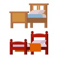 Vector bed icon set interior home rest collection sleep furniture comfortable night illustration.