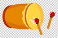 Bedug or beduk, indonesia traditional drum and stick at transparent effect background Royalty Free Stock Photo