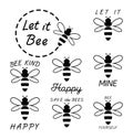 Vector bee icons with text Royalty Free Stock Photo
