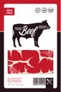Vector beef packaging with bull silhouette