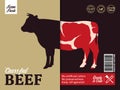 Vector beef packaging design concept with bull silhouette