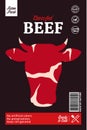 Vector beef packaging or label design