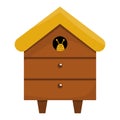 Vector beehive icon. Bee house with smiling insect isolated on white background. Beekeeping concept illustration. Home made farm Royalty Free Stock Photo