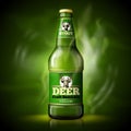 Vector Beer template, green bottle dark background