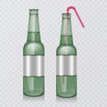 Vector beer bottle icon, beer set mock up in realistic style Royalty Free Stock Photo