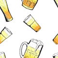 Vector beer glasses and mugs in hand drawn style
