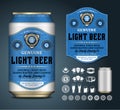 Vector beer label. Aluminium can mockup. Beer icons, badges, insignia Royalty Free Stock Photo