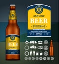 Vector beer label. Glass bottle mockup. Beer icons, badges, insignia Royalty Free Stock Photo