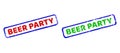 BEER PARTY Bicolor Rough Rectangular Seals with Unclean Styles Royalty Free Stock Photo