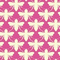 Vector Bees Shapes in Retro Colors seamless pattern background.