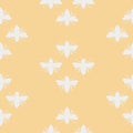 Vector Bees Tiles Shapes on Pastel Yellow seamless pattern background.