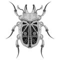 Vector beetle robot. Mechanical insect on a white background