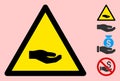 Vector Beggar Hand Warning Triangle Sign Icon