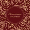 Vector beige outline roses wreath greeting card