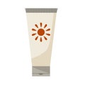Vector beige tube with sunscreen. cartoon illustration