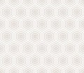 Vector beige and white geometric seamless pattern with hexagons, halftone lines Royalty Free Stock Photo