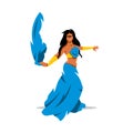 Vector Belly dance girl in traditional dress Cartoon Illustration.