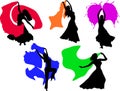 Vector belly dancing black woman silhouette on white Royalty Free Stock Photo