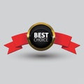 Vector best choice red label with ribbons. Royalty Free Stock Photo