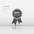 Vector best seller ribbon icon in flat style. Medal sign illustration pictogram. Bestseller business concept Royalty Free Stock Photo