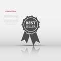 Vector best seller ribbon icon in flat style. Medal sign illustration pictogram. Bestseller business concept Royalty Free Stock Photo