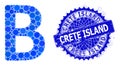 Vector Beta Greek Symbol Collage of Dots with Scratched Crete Island Stamp Seal