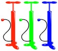 Vector bicycle red green blue air pump Royalty Free Stock Photo