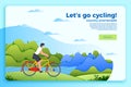 Vector bicycle ride banner with man on a bike