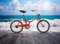 Vector Bicycle Sea Sun beach summer reflection Royalty Free Stock Photo