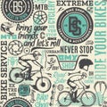 Vector bicycle theme seamless pattern or background