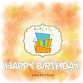 Vector big birthday cake with burning candles Royalty Free Stock Photo