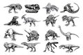 Vector big collection of dinosaurs and varans , graphical elements isolated on white Royalty Free Stock Photo