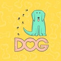 Vector big dog funny caricature animal cartoon character. Contour flat bright pet isolated colorful sketch illustration