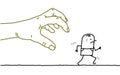 Big Hand with Cartoon Character - Catching and Running