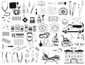 Vector big medical flat icons set. Outlines of Medical supplies, accessories and attributes. For web, logo, app, UI Royalty Free Stock Photo