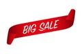 Vector Big Sale banner, red curled paper ribbon with a big sale