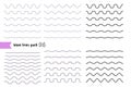 Vector big set of wavy - curvy and zigzag - criss cross horizontal lines with different bend. Graphic design elements variation d