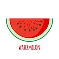 Vector Big watermelon slice icon in flat style isolated on white background Royalty Free Stock Photo