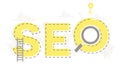 Vector big word SEO and search engine optimization business banner for design concept. Illustration for presentations on Royalty Free Stock Photo