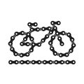 Black and White Vector Bike or Bicycle Icon Made of Bike or Bicycle Chain Isolated on White Background. Cycling Concept