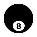 Vector billiards snooker pool 8ball silhouette illustration isolated on white background.