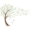 Vector of bills on a tree flying and falling