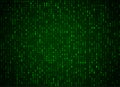 Vector binary code green background. Big data and programming hacking, deep decryption and encryption, computer streaming numbers Royalty Free Stock Photo
