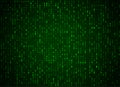 Vector binary code green background. Big data and programming hacking, deep decryption and encryption, computer streaming numbers Royalty Free Stock Photo