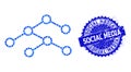 Vector Binary Tree Collage of Dots and Scratched Social Media Stamp Seal