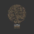 Vector bio symbol. Natural coffee tree