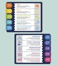 Infographic Biohacking template. Icons in different colors. Include Detox, Meditation, Drugs, Hydrate and others.